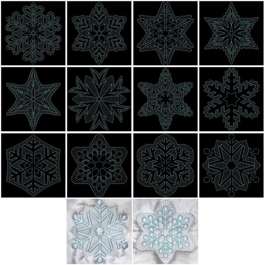 Trapunto Snowflakes 