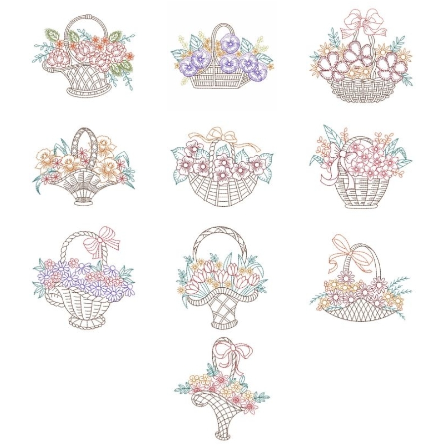 Vintage Floral Baskets 