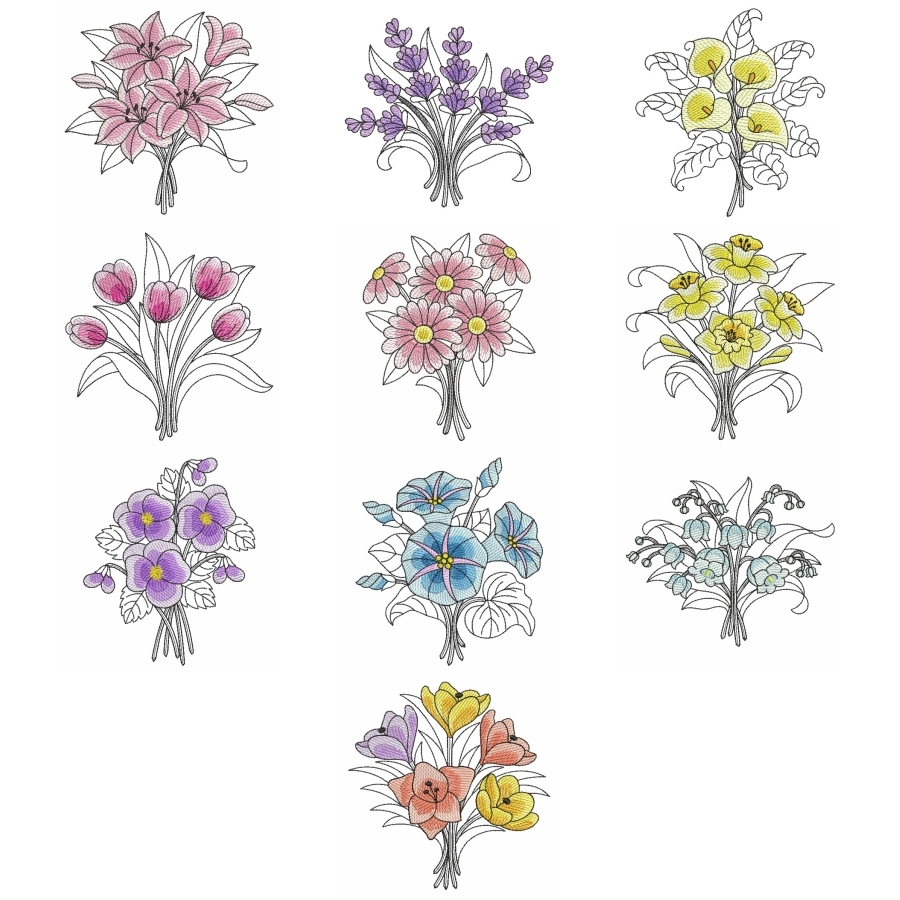 Sketched Flower Bouquets