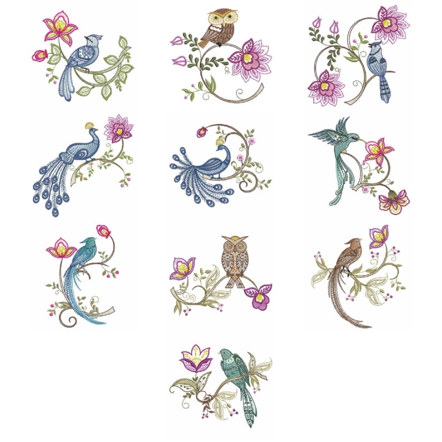 Jacobean Floral Birds