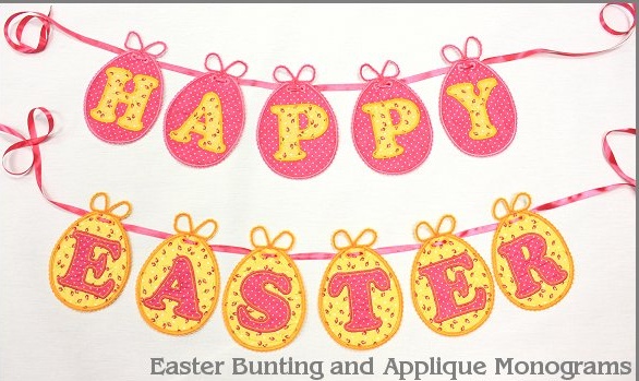 Easter Bunting and Monogram Applique             -3