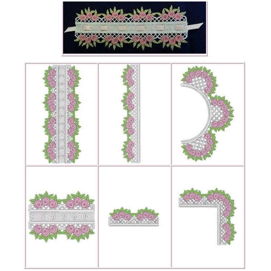 ANTIQUE ROSE LACE EDGES AND INSERTION 