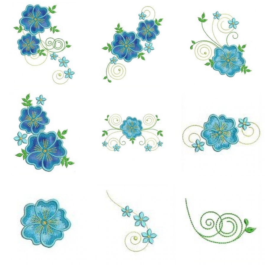 Blue Floral Applique 