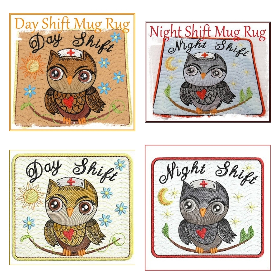 Owl Day and Night Shift Mug Rugs Combo