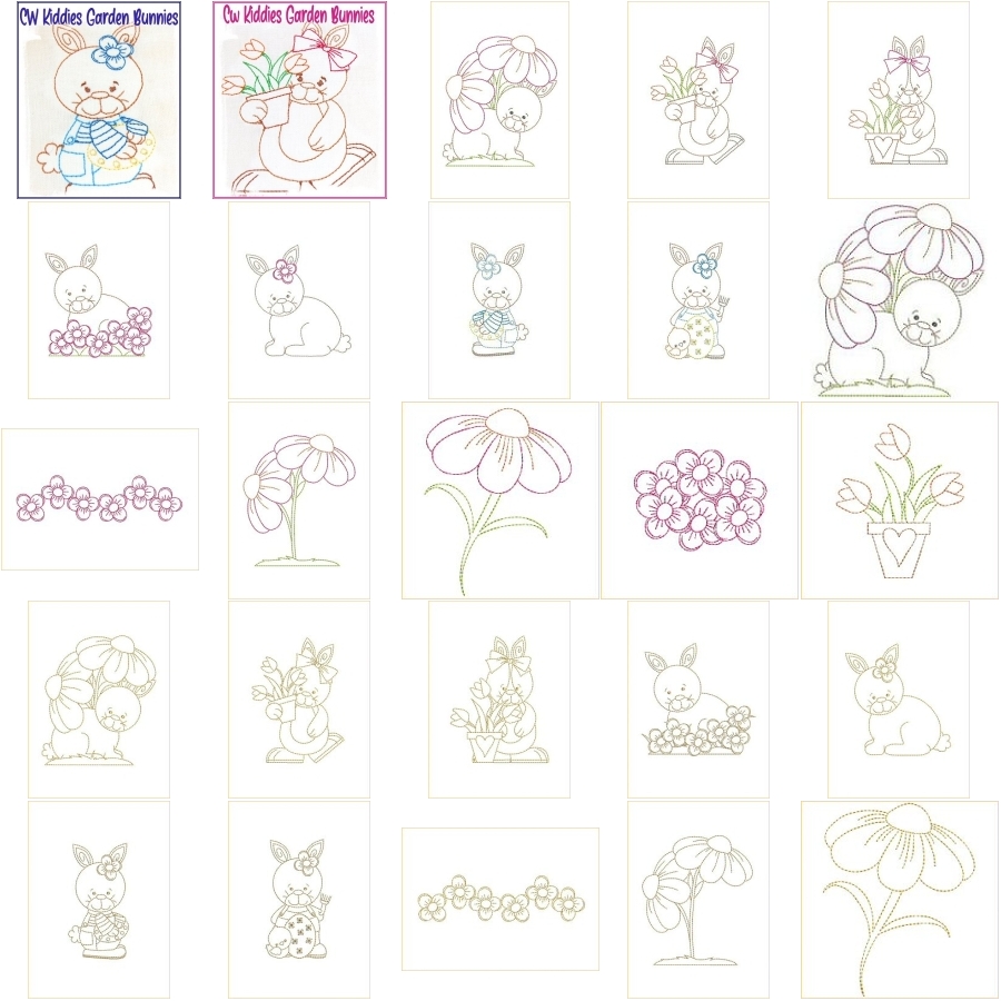 Colorwork Kiddies Garden Bunnies