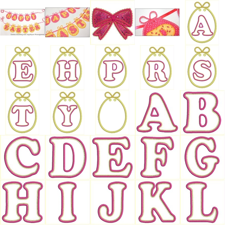 Easter Bunting and Monogram Applique             