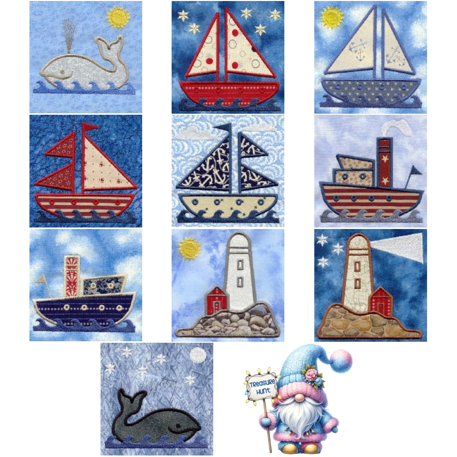 Ships Ahoy Applique 4x4