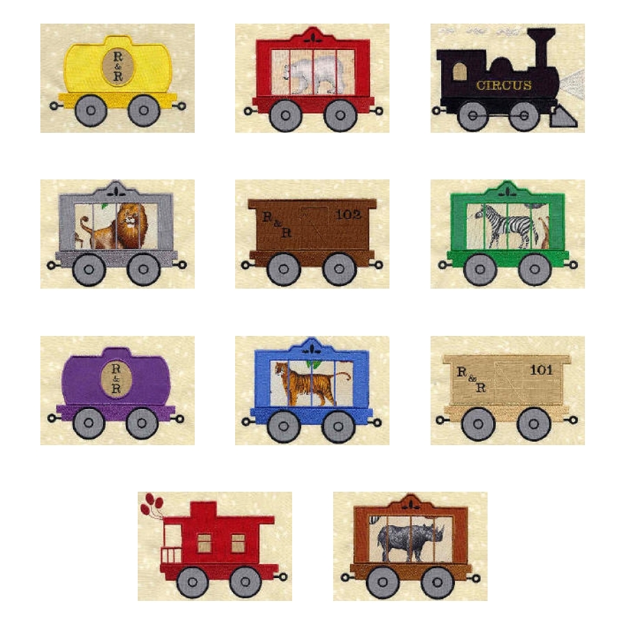 Circus Train Applique and Fill