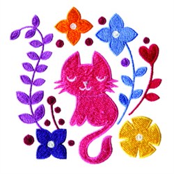 Cat And Flowers