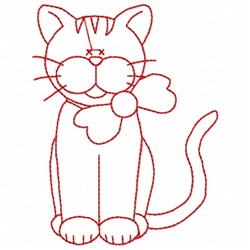 Cat with Bow Redwork