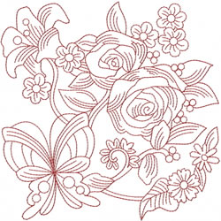 Floral Redwork Design