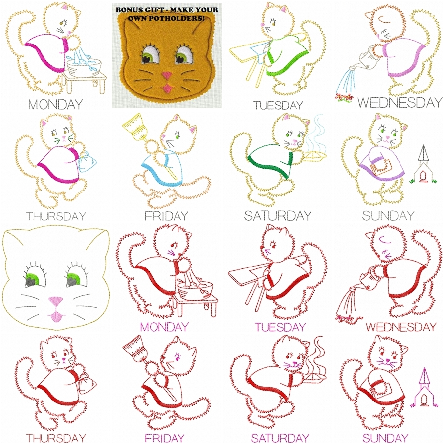 Eight Kitten Motifs