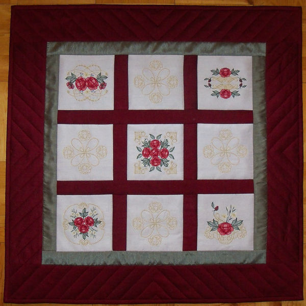 Quilted Rose Table Topper -3