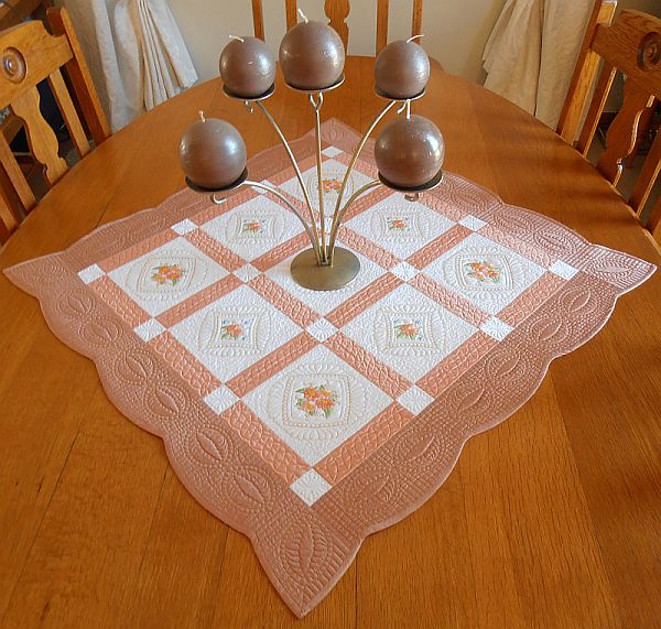 Pearls and Feathers Table Topper -3