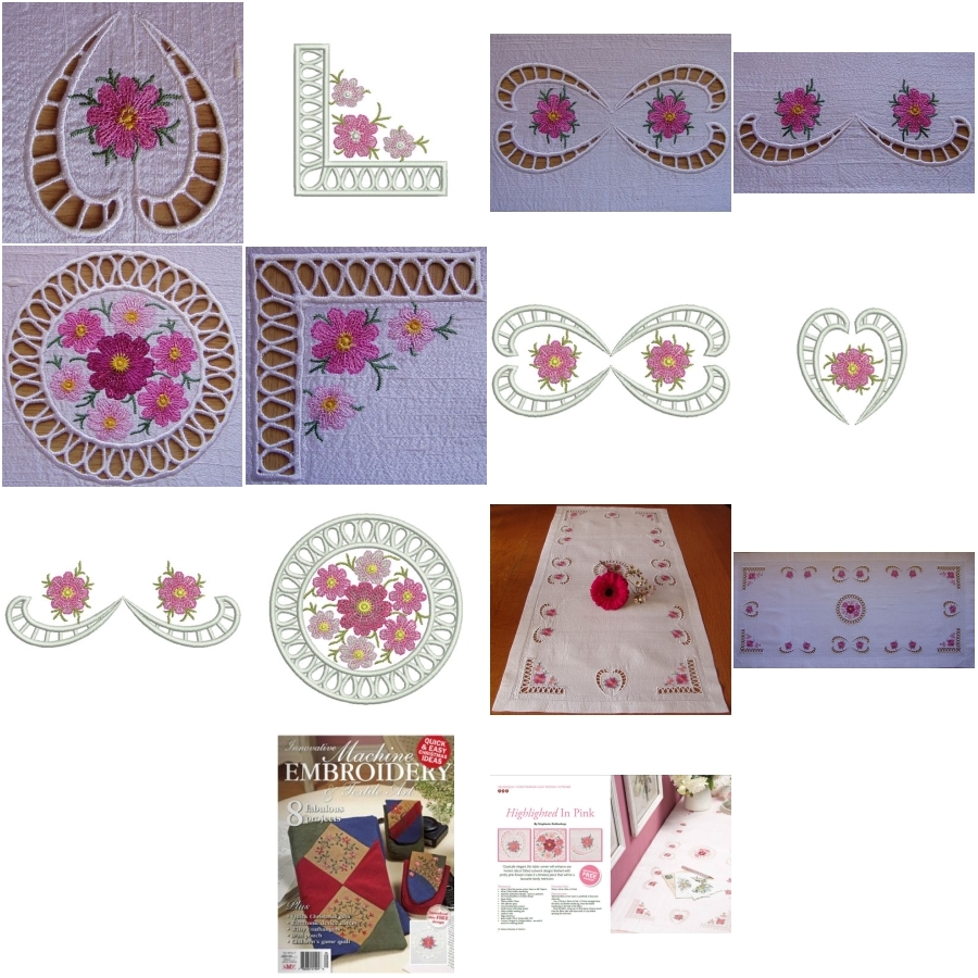Cosmos and Tatted Cutwork Lace Runner 