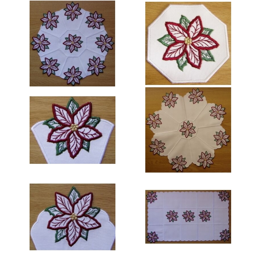 Christmas Poinsettia Doilies and Runners