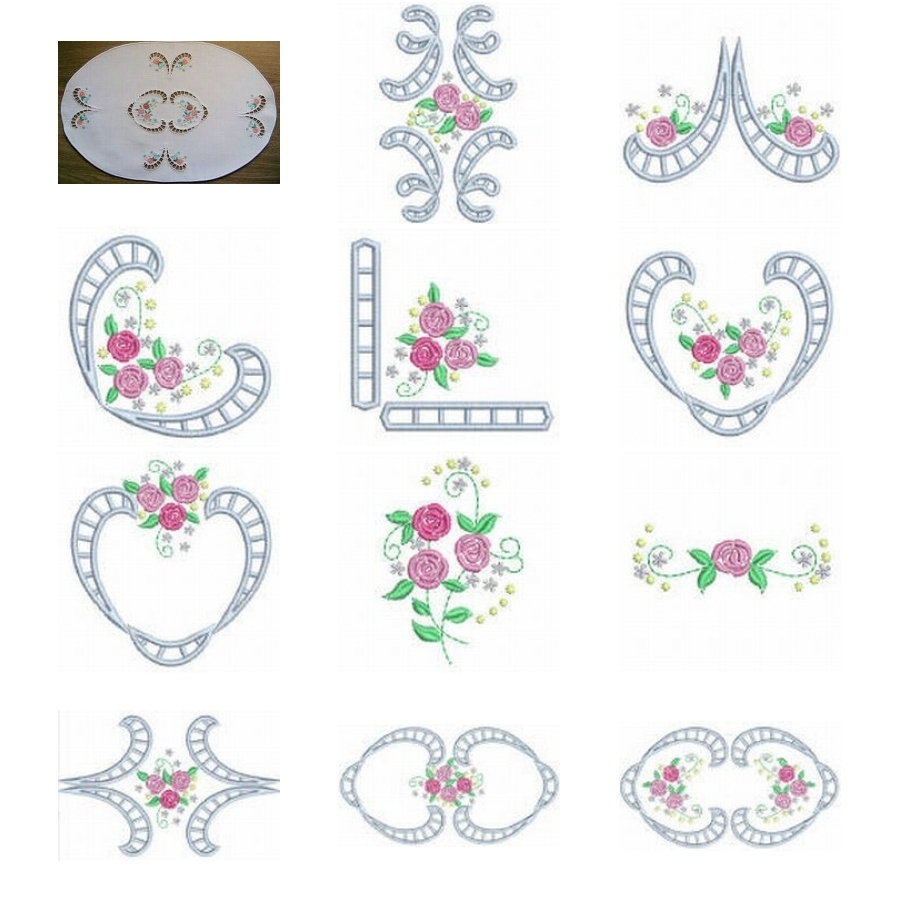 Roses and Cutwork 5x7