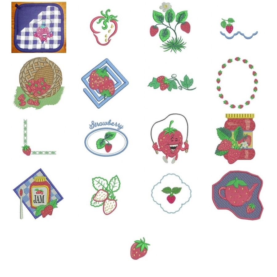 Strawberries and Potholders 4x4