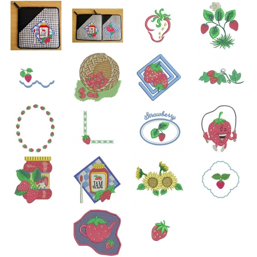 Strawberries and Potholders 6x8