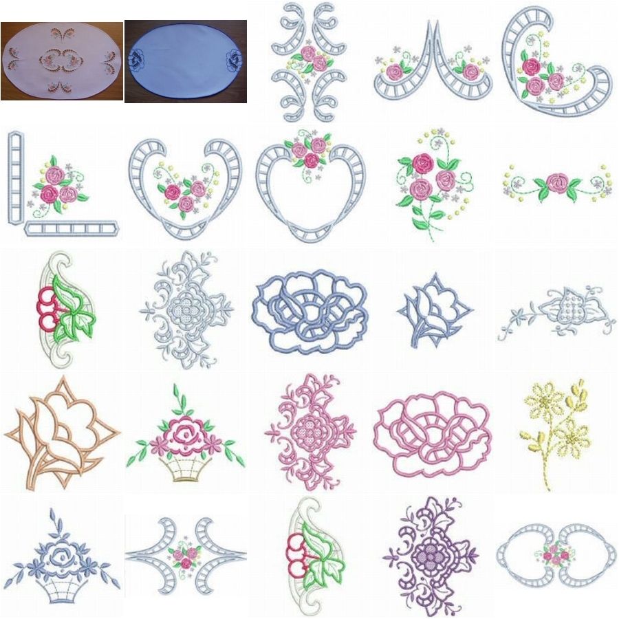 Roses and Cutwork 1 Combo_5x7