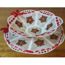 Poinsettia FSL Bowl & Doily -8