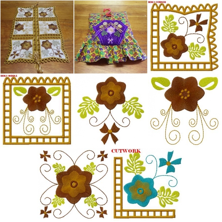 Floral Applique FSL Doily and Cutwork 