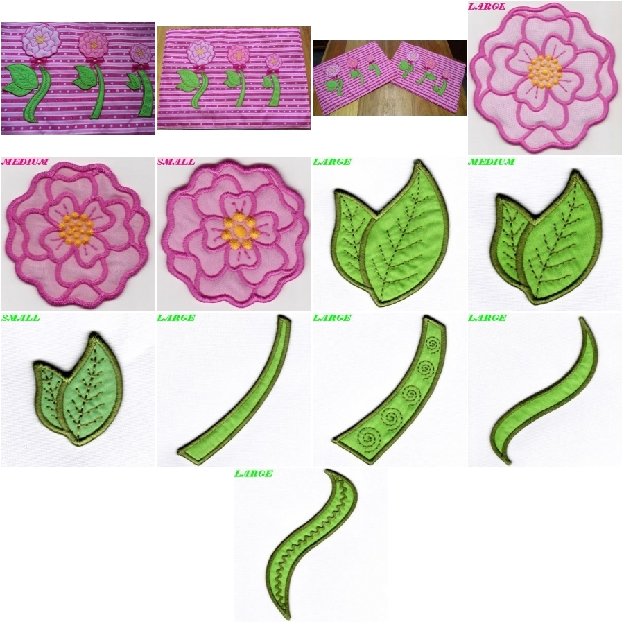 Decorative Applique Flowers and Leaves 