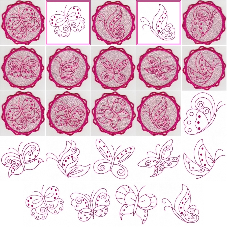 FSL Butterfly Coasters and Butterfly Redwork 