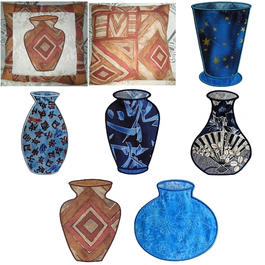 Applique African Pots Scatter Cushion 