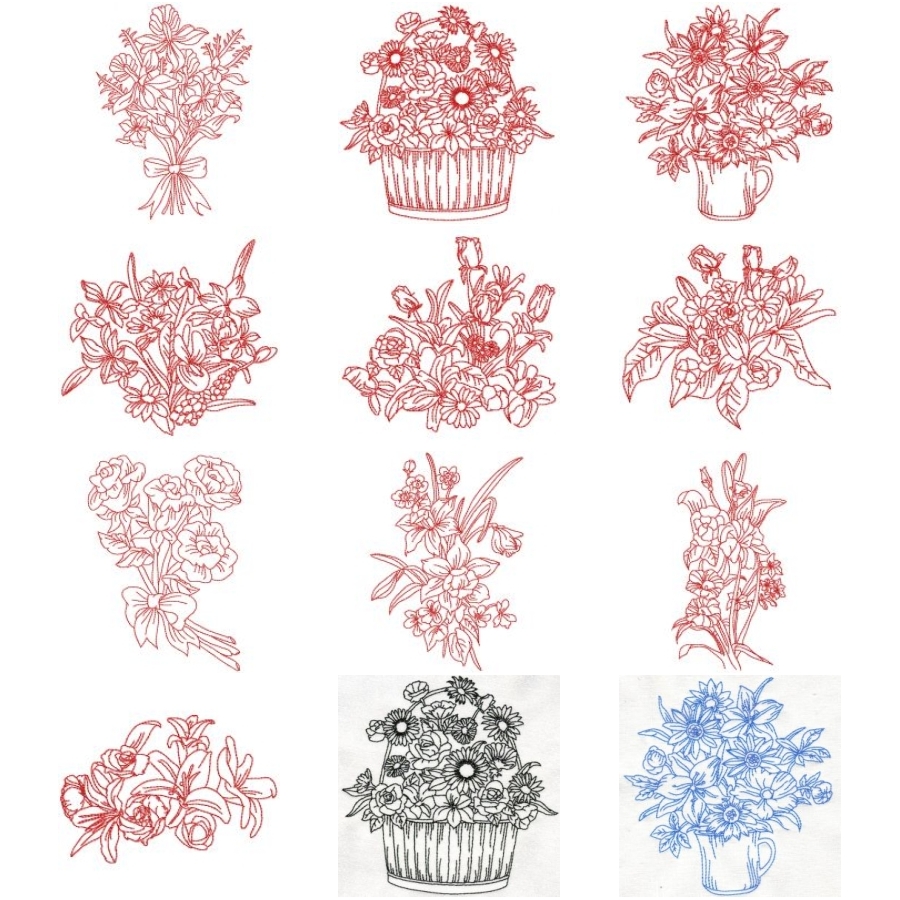 Floral Redwork
