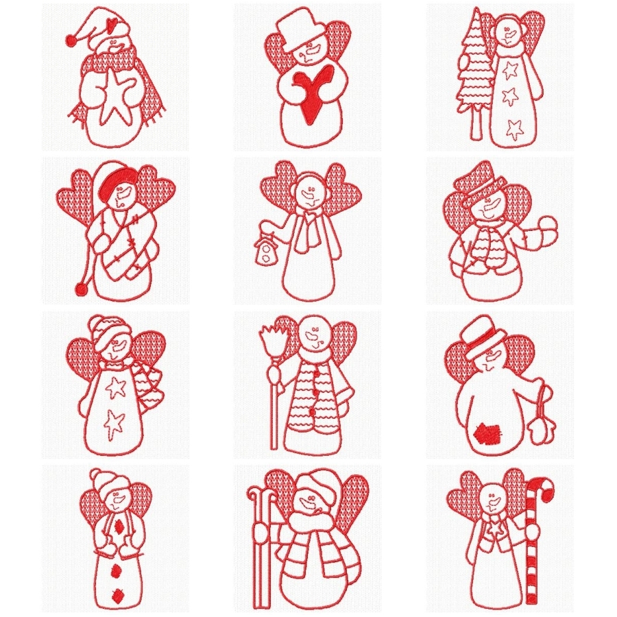Snowman Redwork