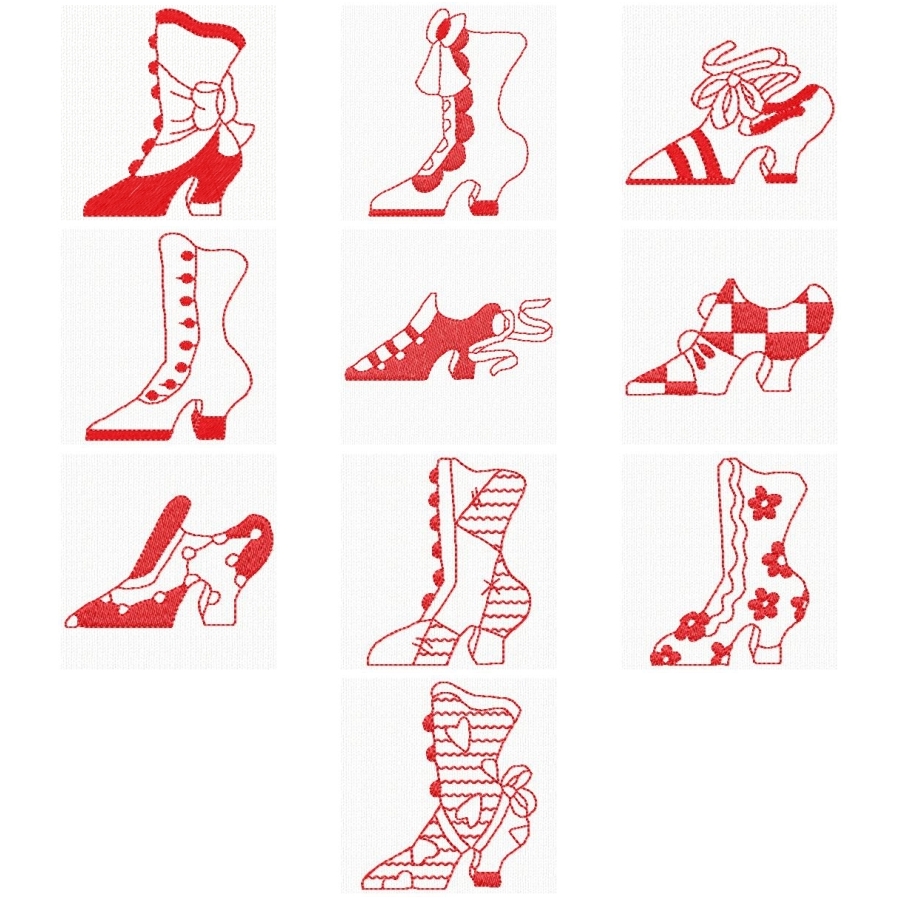 Victorian Shoes Redwork