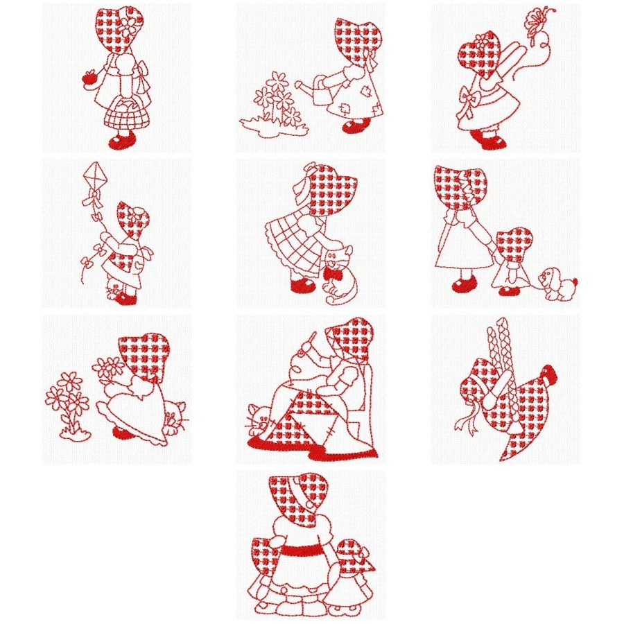 Baby Bonnets Redwork