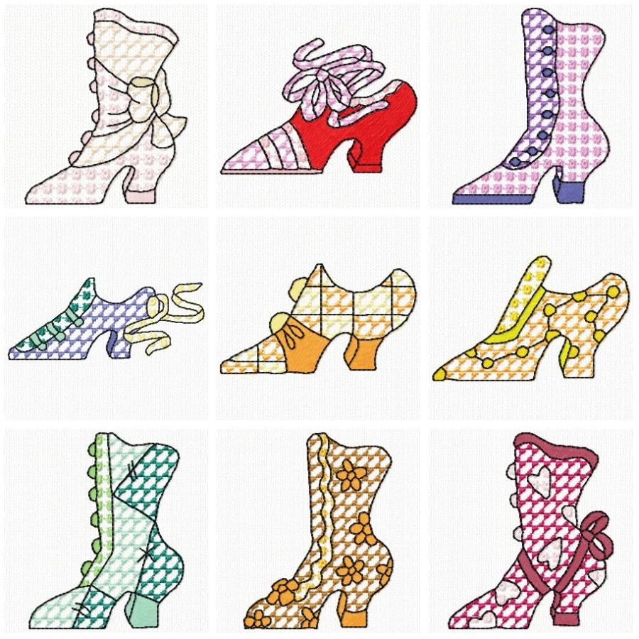 Lace Colour Victorian Shoes