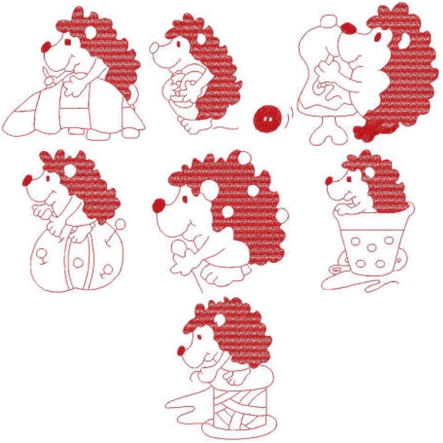 Hedgies 2 Redwork