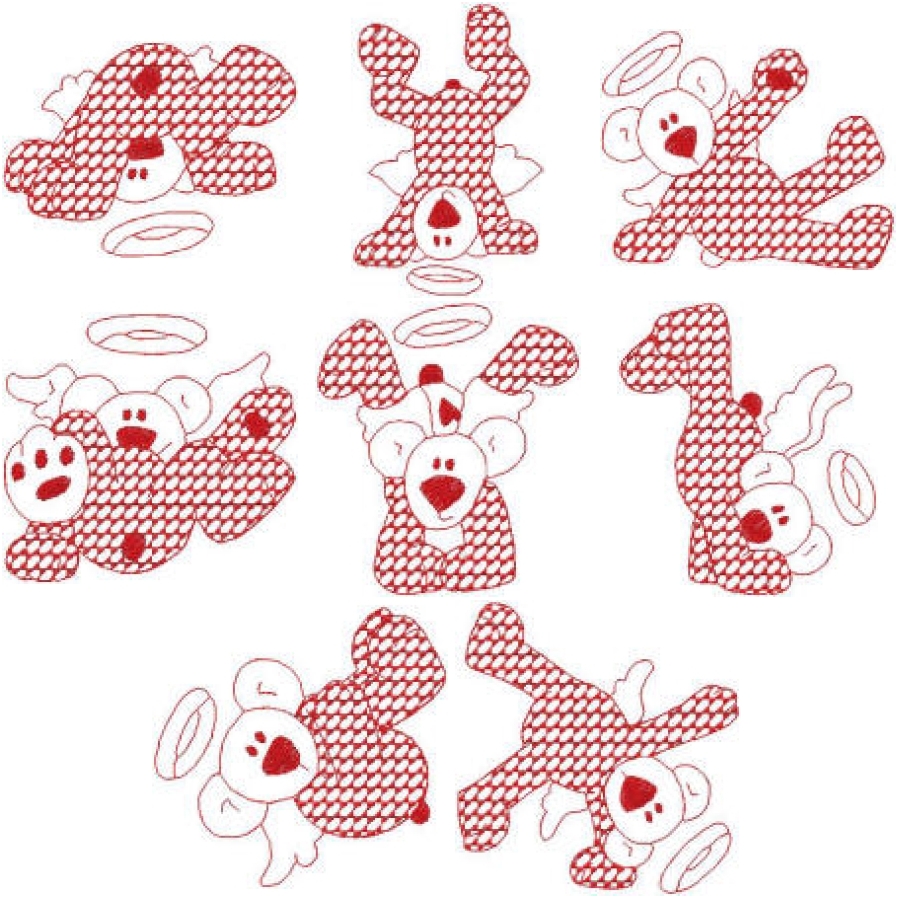 Tumbling Teddy Redwork