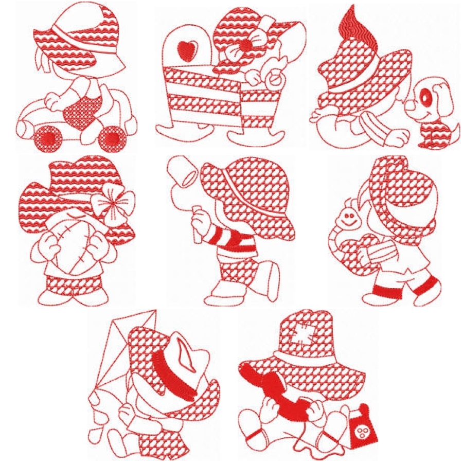 Redwork Sunbonnet Set 2