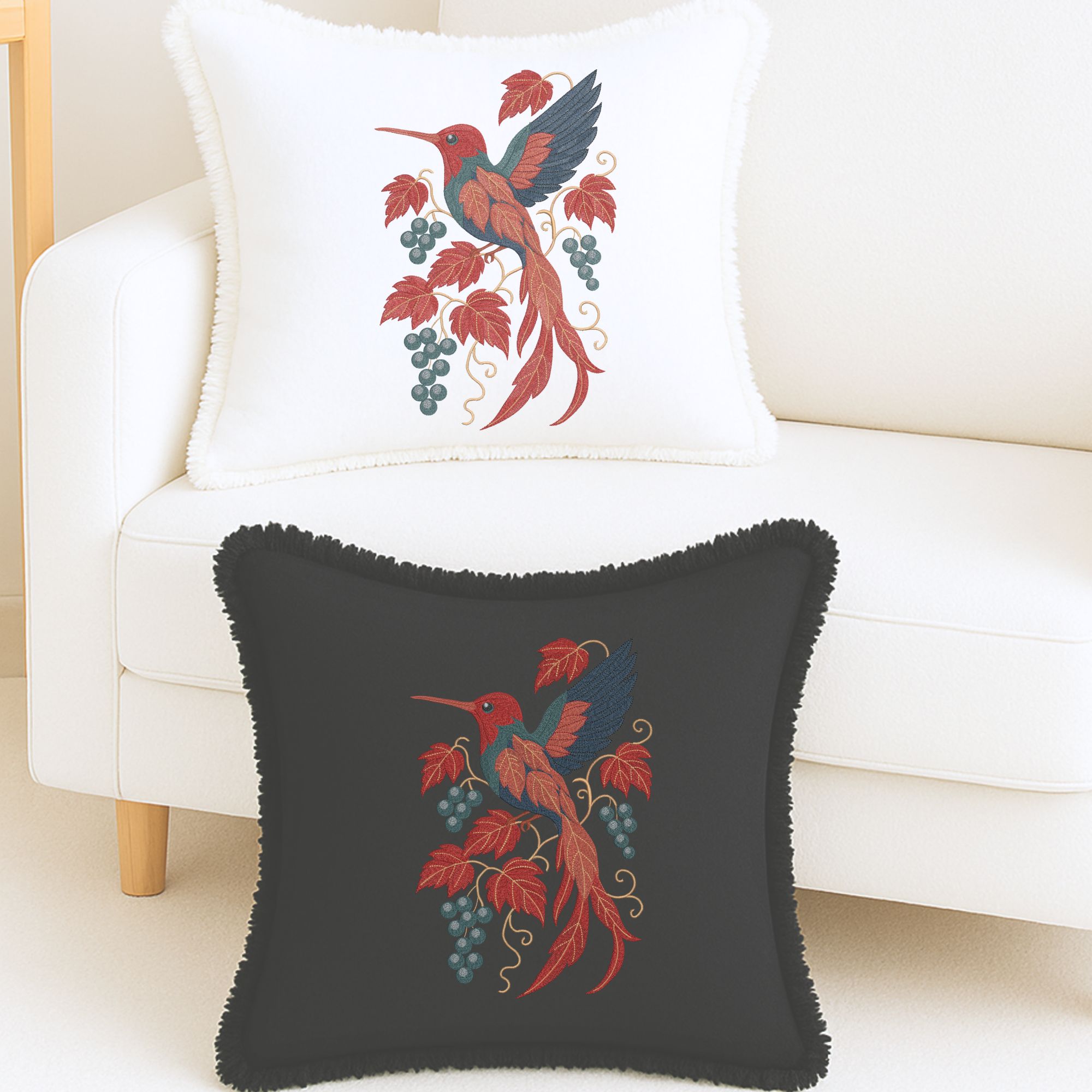 Autumn Floral Hummingbird with grapes-9
