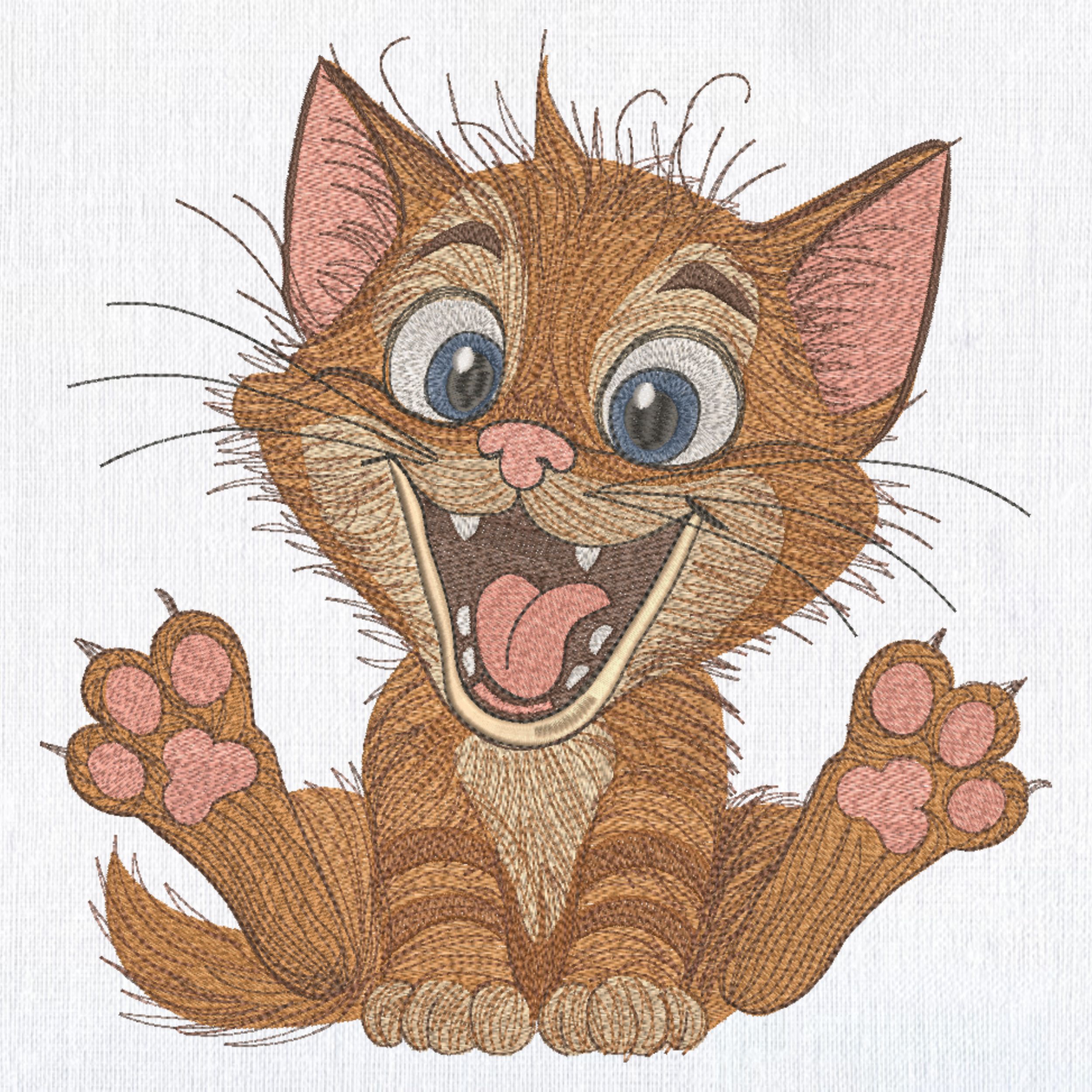 Cute Happy Cartoon Cat with Big Eyes-3