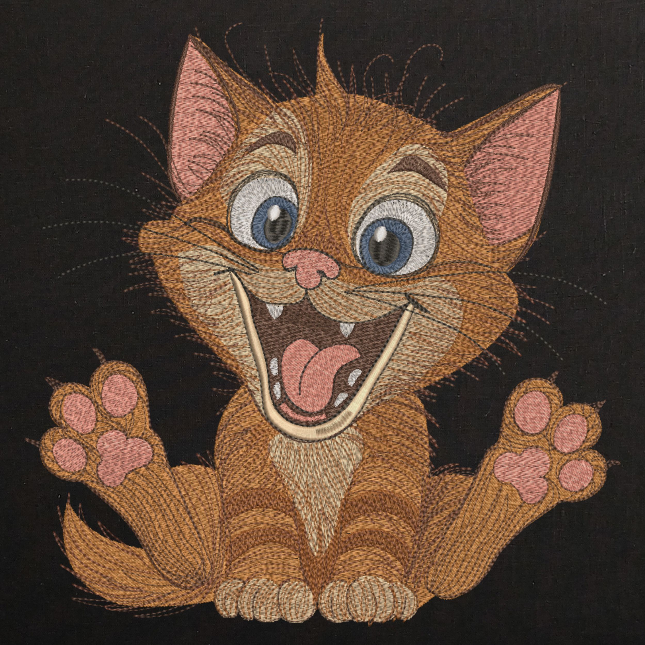 Cute Happy Cartoon Cat with Big Eyes-4