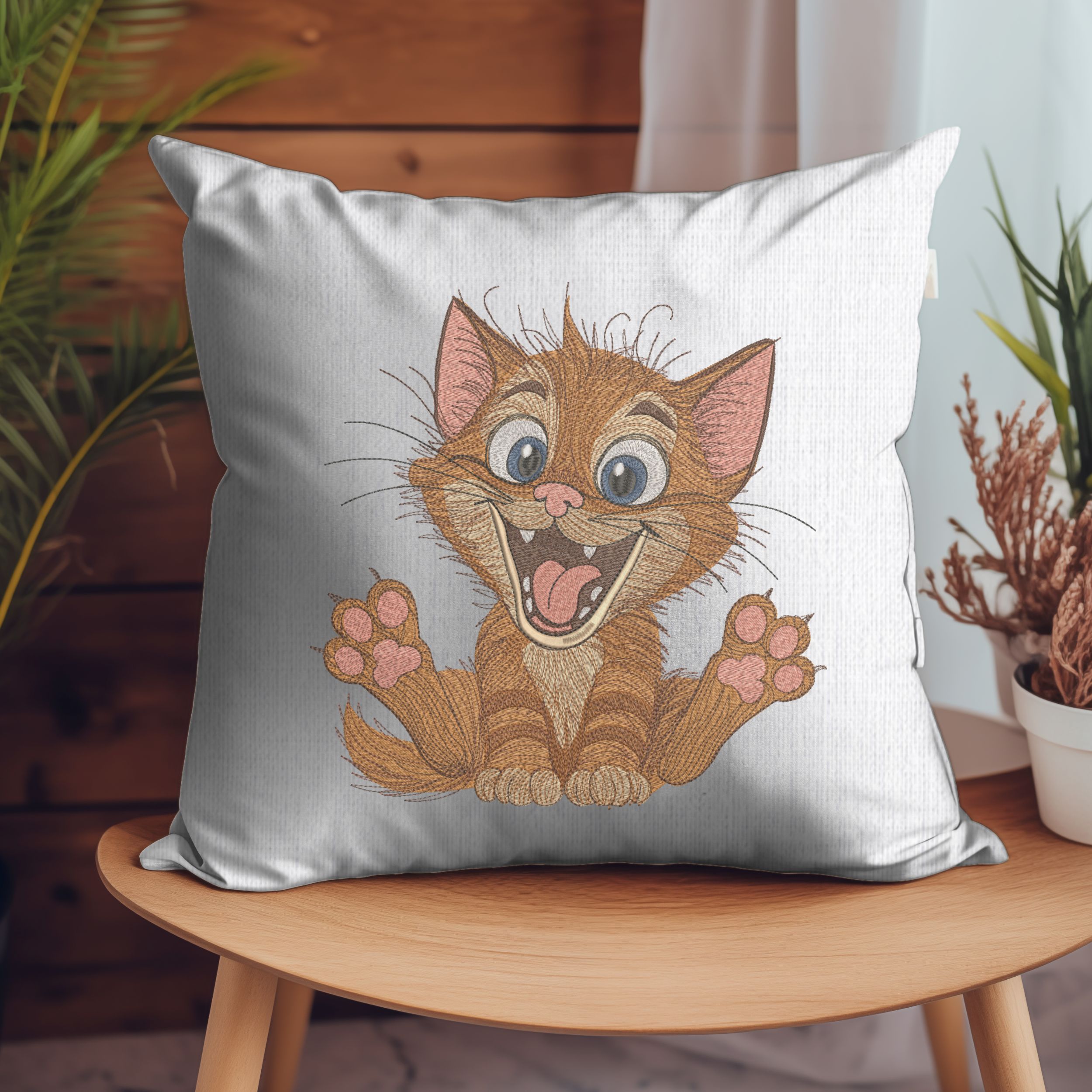 Cute Happy Cartoon Cat with Big Eyes-6