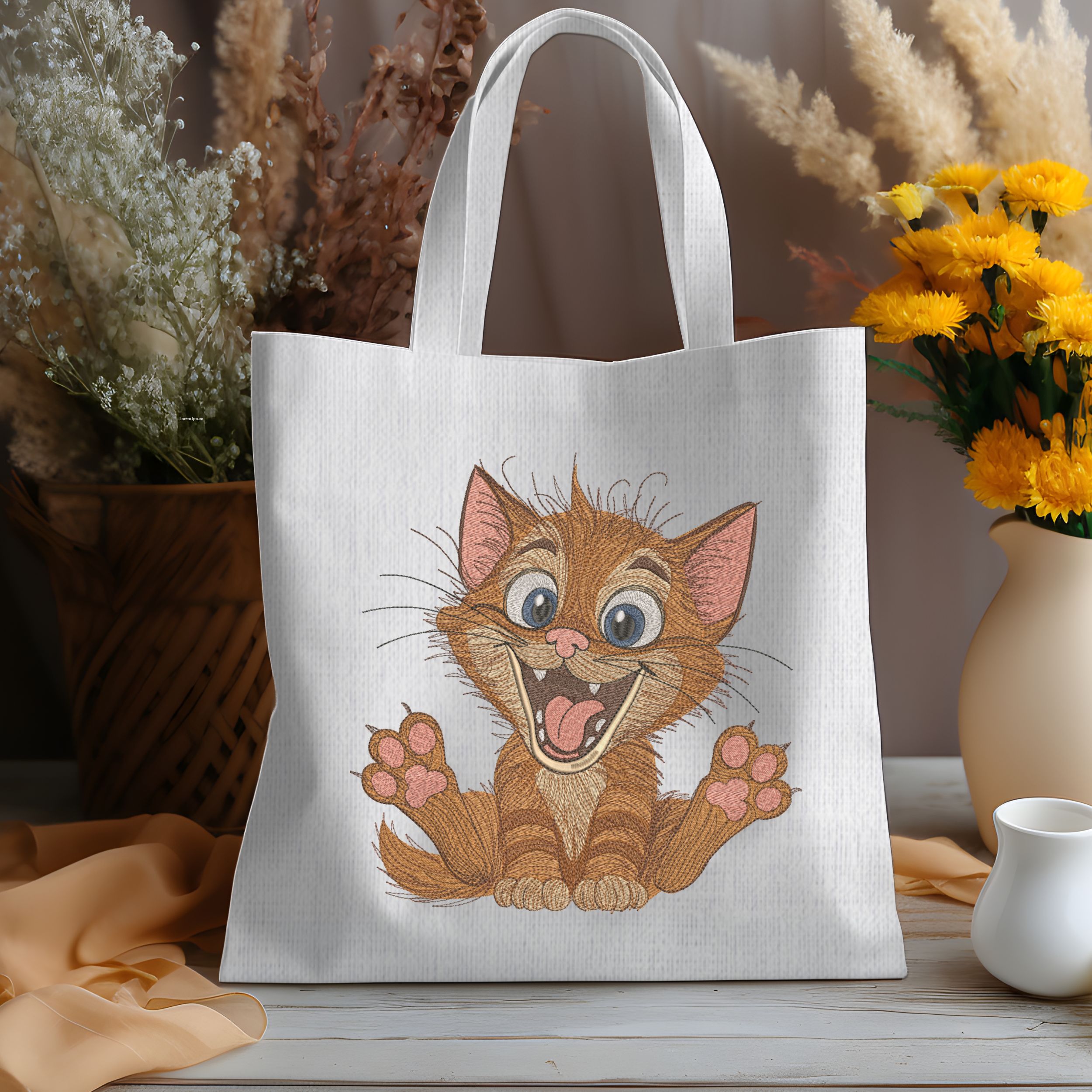 Cute Happy Cartoon Cat with Big Eyes-8