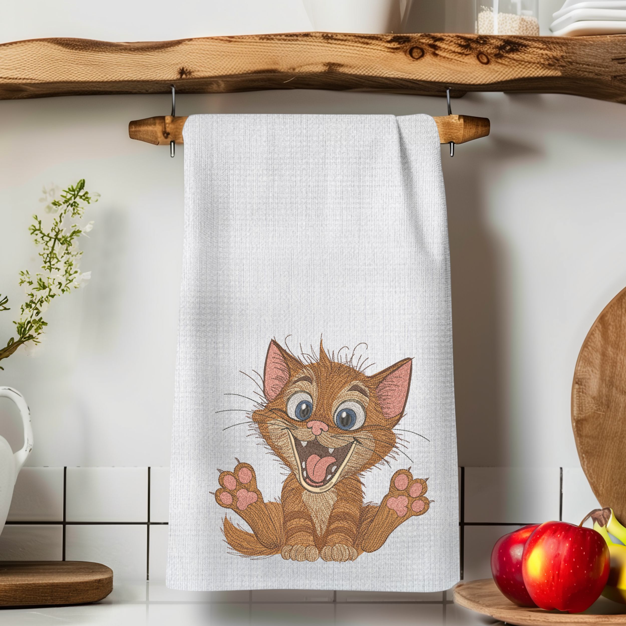 Cute Happy Cartoon Cat with Big Eyes-9