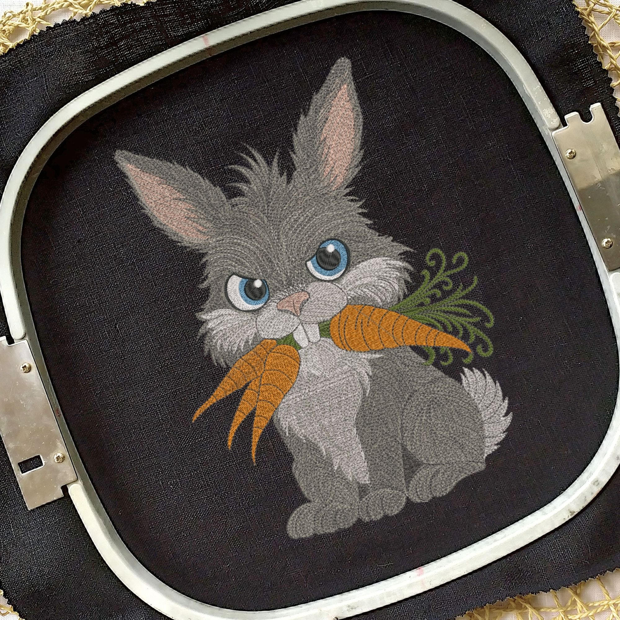 Angry Fluffy funny Bunny with Carrots-7