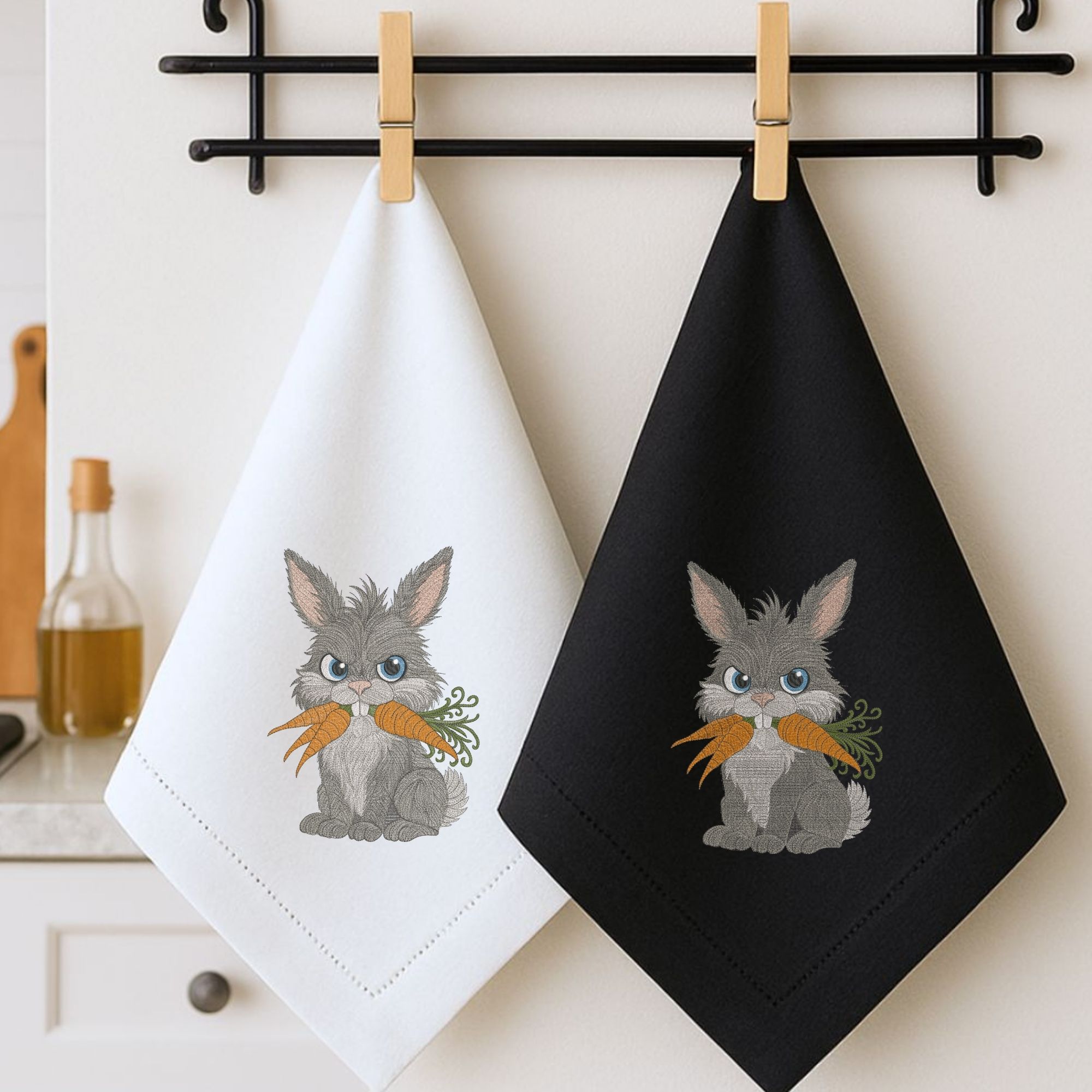 Angry Fluffy funny Bunny with Carrots-8