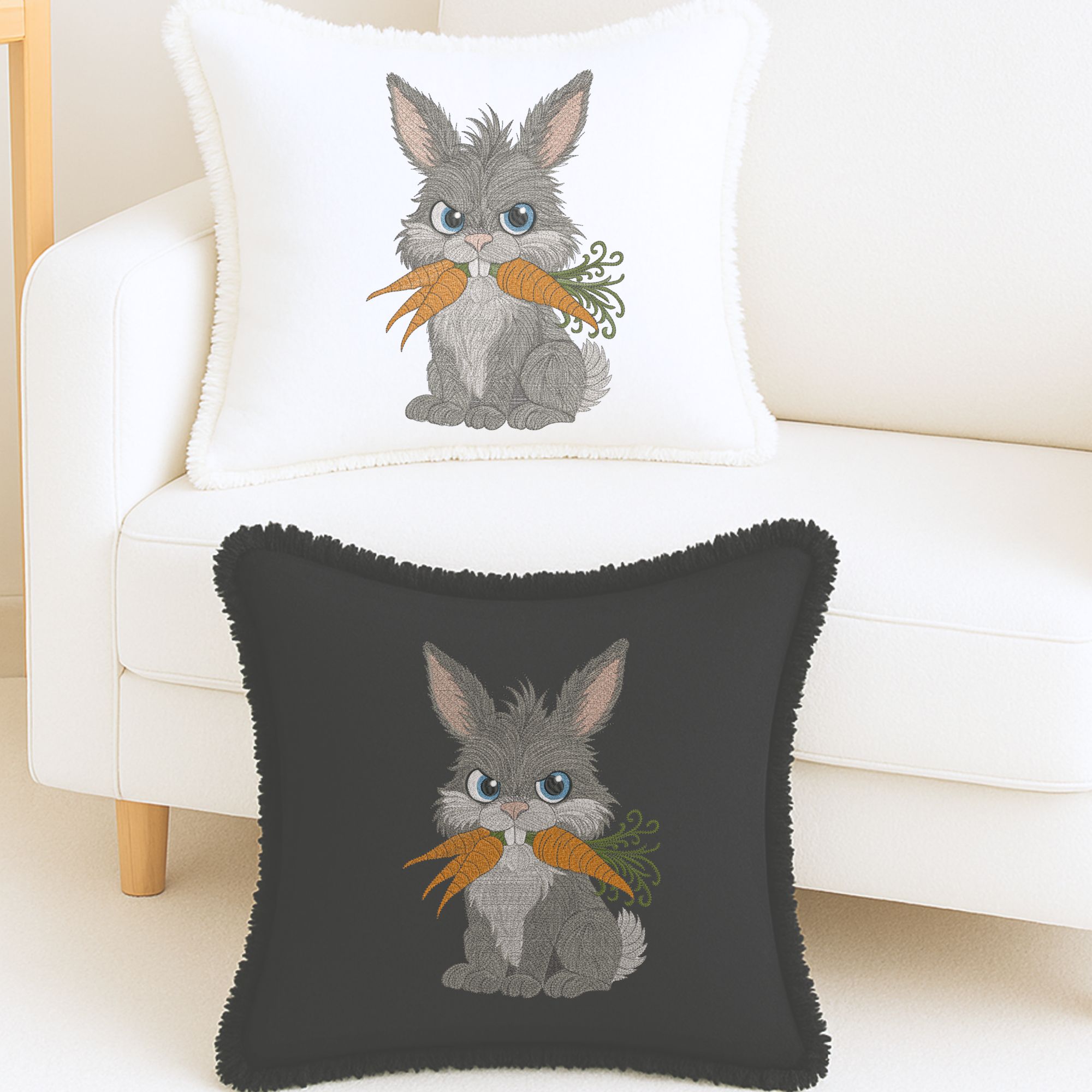 Angry Fluffy funny Bunny with Carrots-9