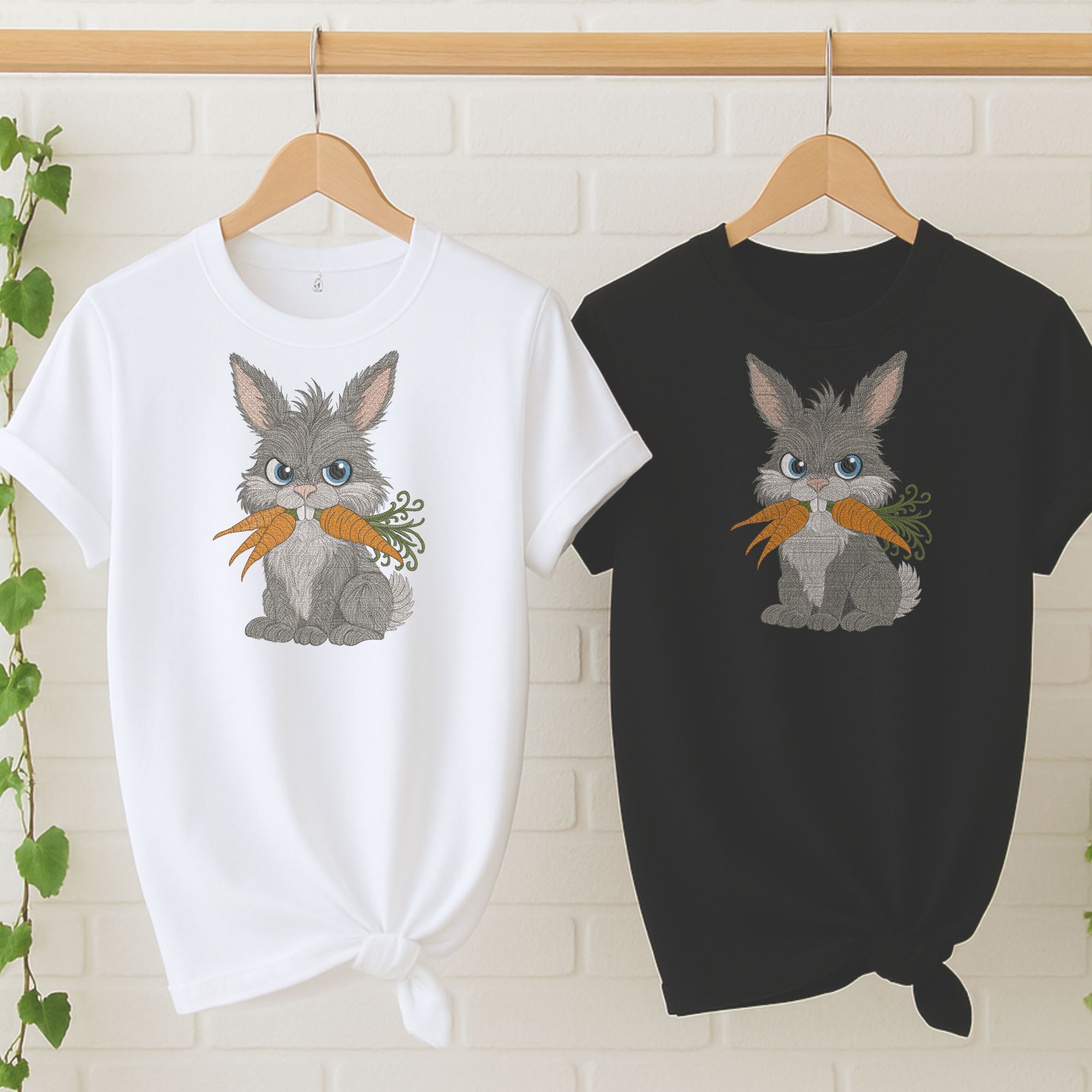 Angry Fluffy funny Bunny with Carrots-10