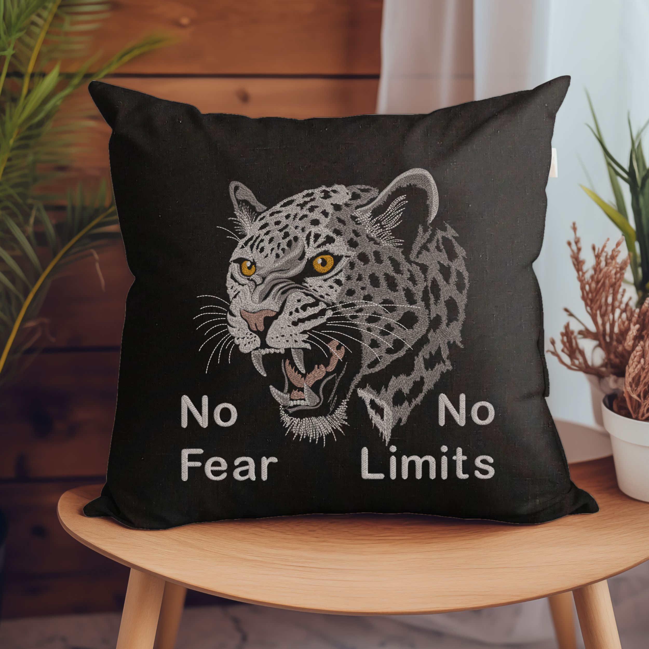 Realistic Aggressive Leopard face, motivational quote-5
