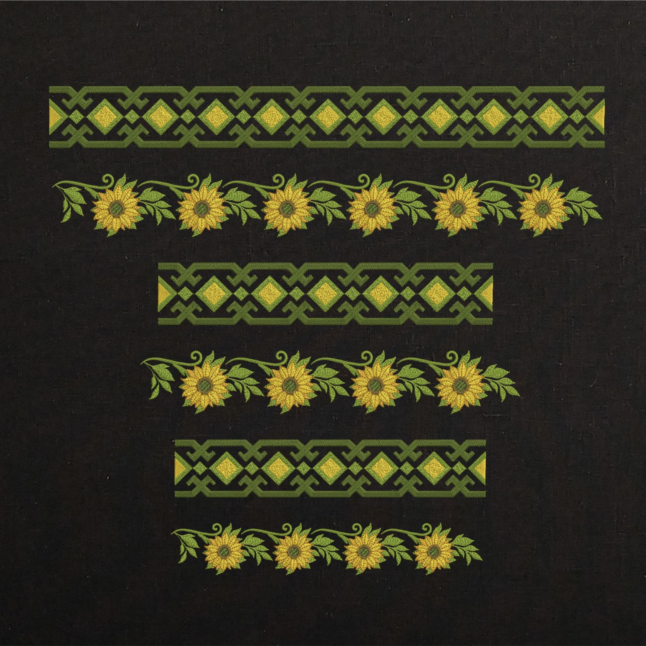 Set of  2 Sunflower Geometric Border-4