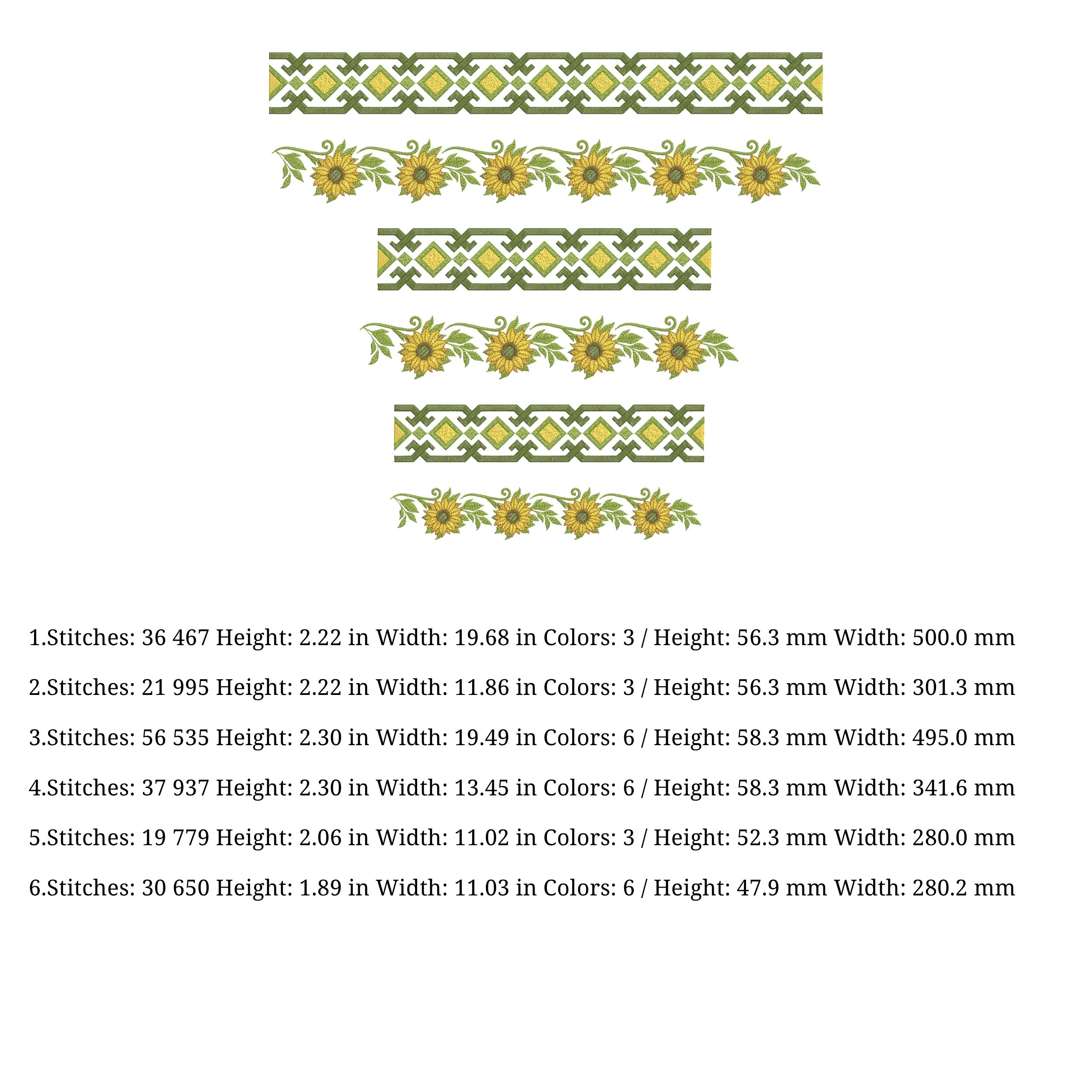 Set of  2 Sunflower Geometric Border-5